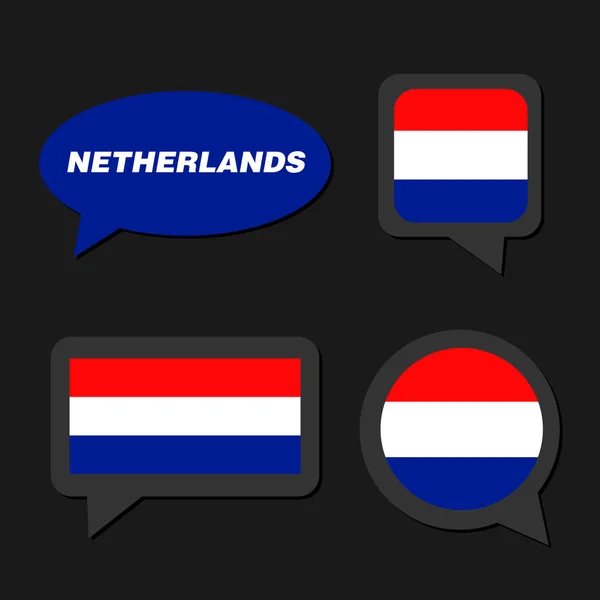 Juego de bandera de los Países Bajos en burbuja de diálogo — Vector de stock