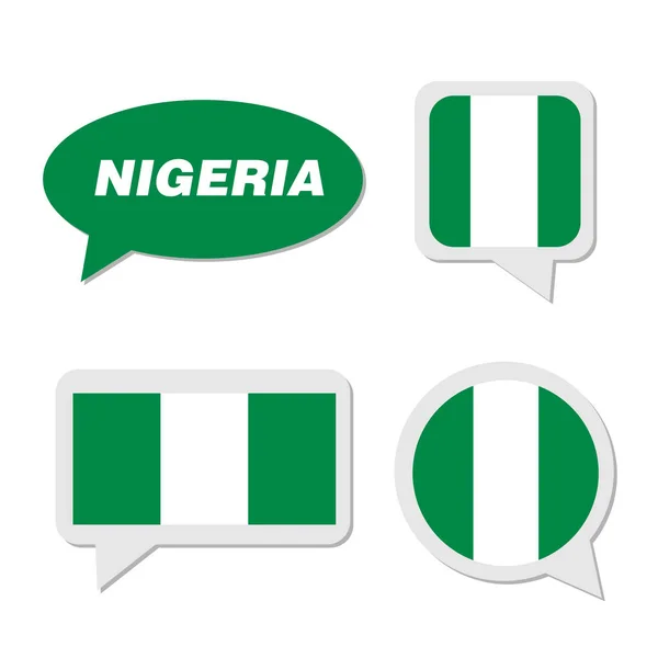 Set of Nigeria flag in dialogue bubble — Stock Vector