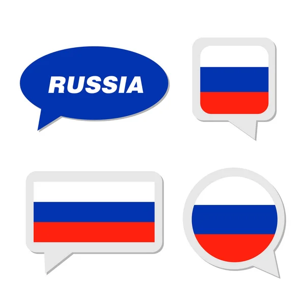 Set van Rusland vlag in dialoog zeepbel — Stockvector