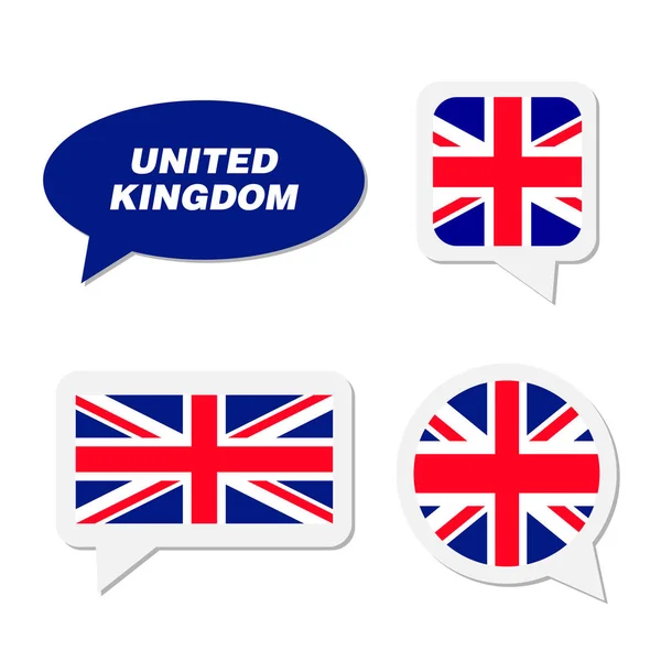 Набор флага Великобритании в диалоговом пузыре — стоковый вектор