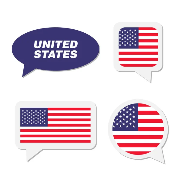Набор флага Соединенных Штатов Америки в диалоговом пузыре — стоковый вектор