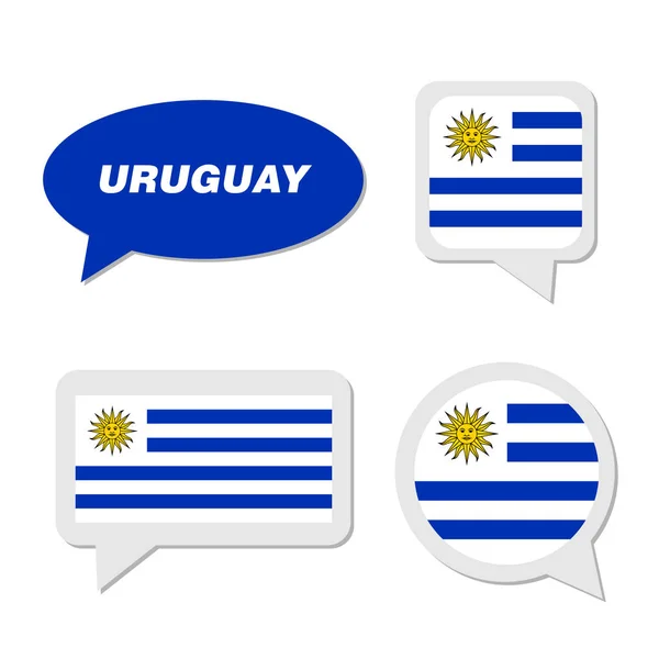 Ustawić flagi Urugwaju w chmurki — Wektor stockowy