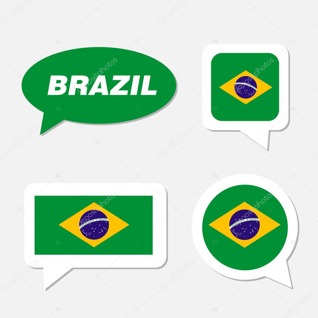 Set of Brazil flag in dialogue bubble