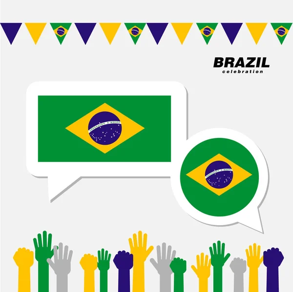 Brezilya bayrağı dekorasyonu ile ulusal kutlama — Stok Vektör
