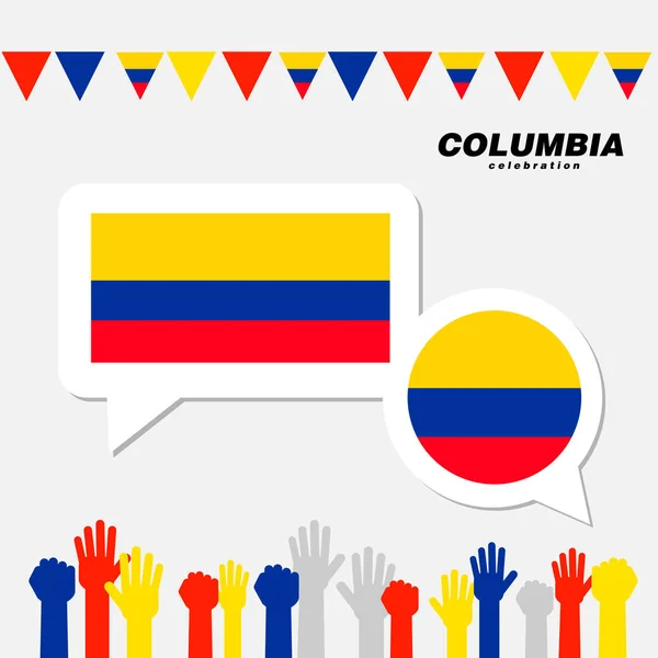 Celebrazione nazionale con decorazione della bandiera Columbia — Vettoriale Stock