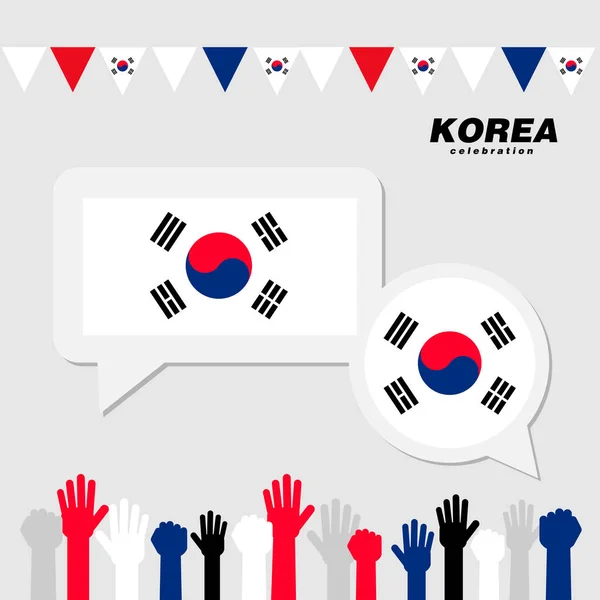 Celebración nacional con decoración de bandera de Corea — Vector de stock