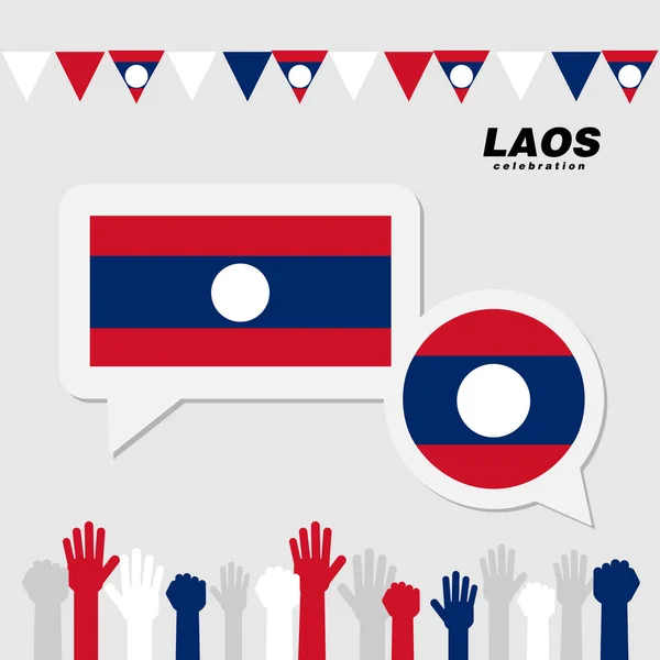 Celebración nacional con decoración de la bandera de Laos — Vector de stock