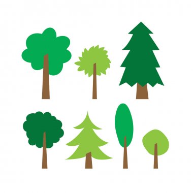 Küçük sevimli modern çizgi ağaç