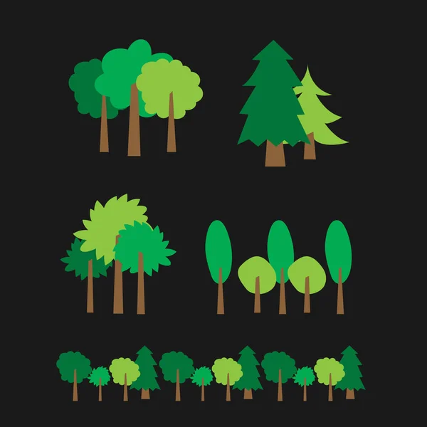 Pequeño lindo árbol de dibujos animados modernos — Vector de stock