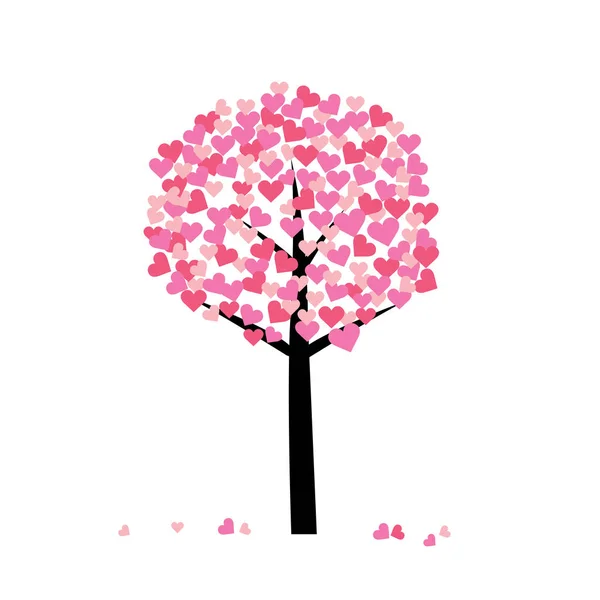 Árbol de amor con hoja en forma de corazón — Vector de stock