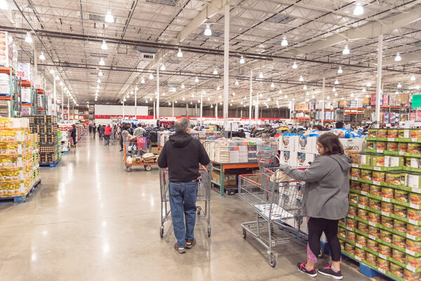 Diverse people shopping at Costco Wholesale big-box store on Black Friday
