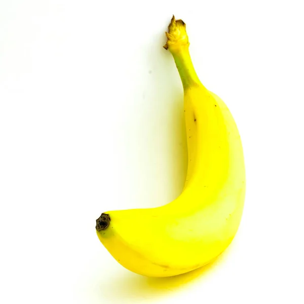 One Banana Isolated White Background Single Fresh Organic Banana Clipping — 스톡 사진