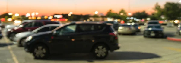 Panorama View Abstract Blurred Parking Lot Modern Shopping Center Houston — Stock Photo, Image