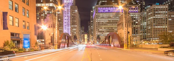 Panorama North Lasalle Street Bridge Met Skylines Achtergrond Het Centrum — Stockfoto