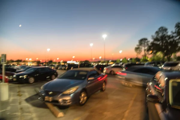 Streszczenie Niewyraźny Parking Nowoczesnego Centrum Handlowego Houston Texas Usa Zewnętrzny — Zdjęcie stockowe