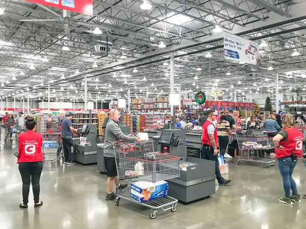 Dallas Oct 2019 Self Checkout Kiosks Area Costco Churchill Way — Stock Photo, Image