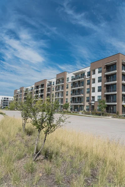 Fila Edificios Apartamentos Cerca Calle Área Suburbios Dallas Texas Unidad — Foto de Stock