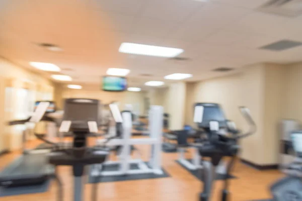 Fundo desfocado centro de fitness vazio no hotel americano de 3 estrelas, Texas — Fotografia de Stock