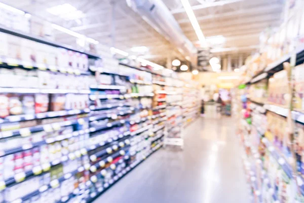 Blurry background wide variety of baking supplies at supermarket in America — Stock Photo, Image