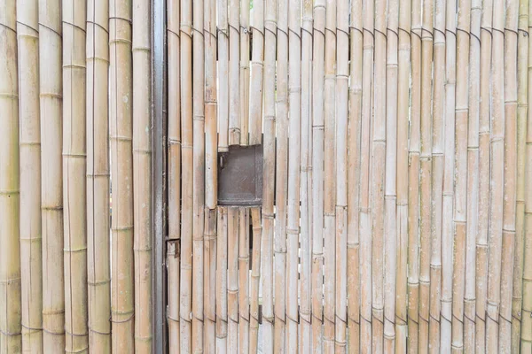 Bamboo wall with windows made from organic bamboo sticks — 스톡 사진