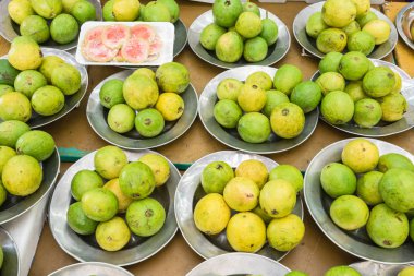 Slice cut of red guava and whole fruits at Singapore local market