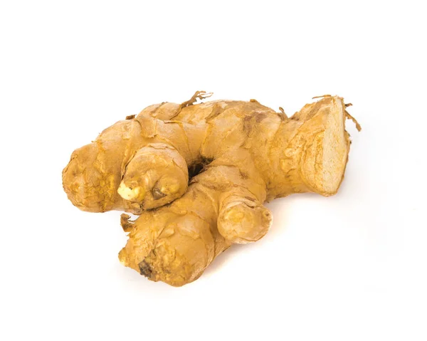 Studio shot organic homegrown single ginger root isolated on white — 스톡 사진