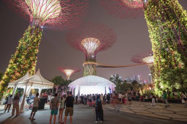 Sahildeki Garden 'daki dolunay festivaline katılan kalabalığın hareketi bulanıklaştı.