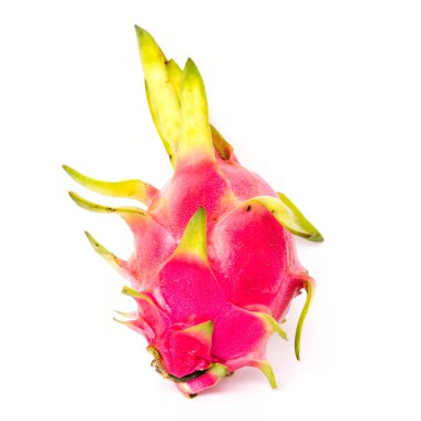 Stüdyo bir ejderha meyvesi vurdu. Egzotik tropikal pitaya kaktüsü türleri beyazlar üzerinde izole edildi.