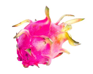 Stüdyo bir ejderha meyvesi vurdu. Egzotik tropikal pitaya kaktüsü türleri beyazlar üzerinde izole edildi.