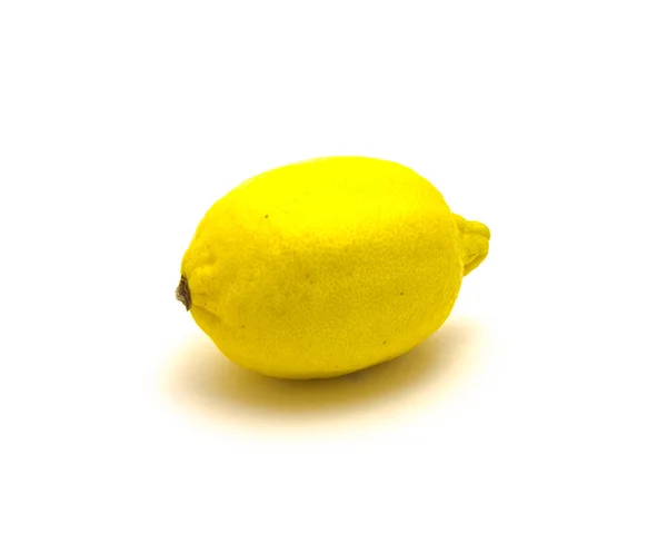 Studio shot one organic raw lemon isolated on white — Stock Photo, Image