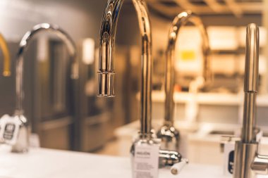 Brand new kitchen faucets at furniture showroom store showroom in Texas, USA