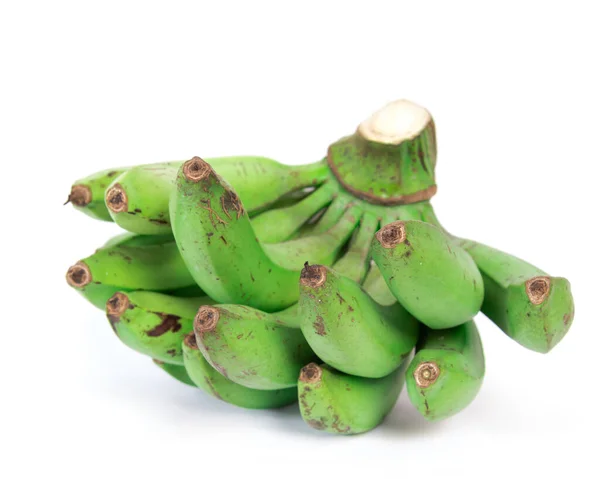Studio vue de face de faisceau de bananes vert asiatique isolé sur blanc — Photo