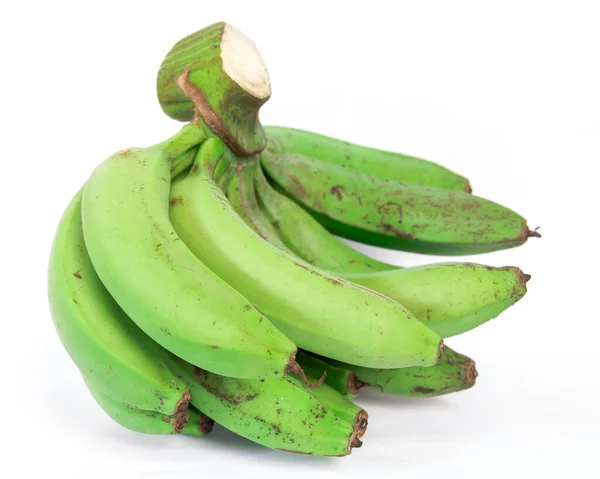 Studio shot side view of Asian green banana bundle isolated on white — Stok fotoğraf