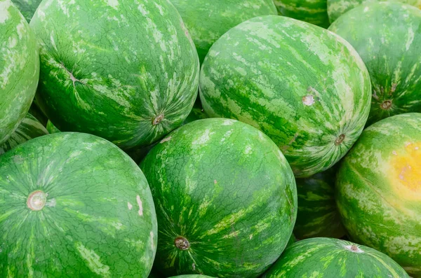 Bunch of raw whole watermelons background at farmer market in America