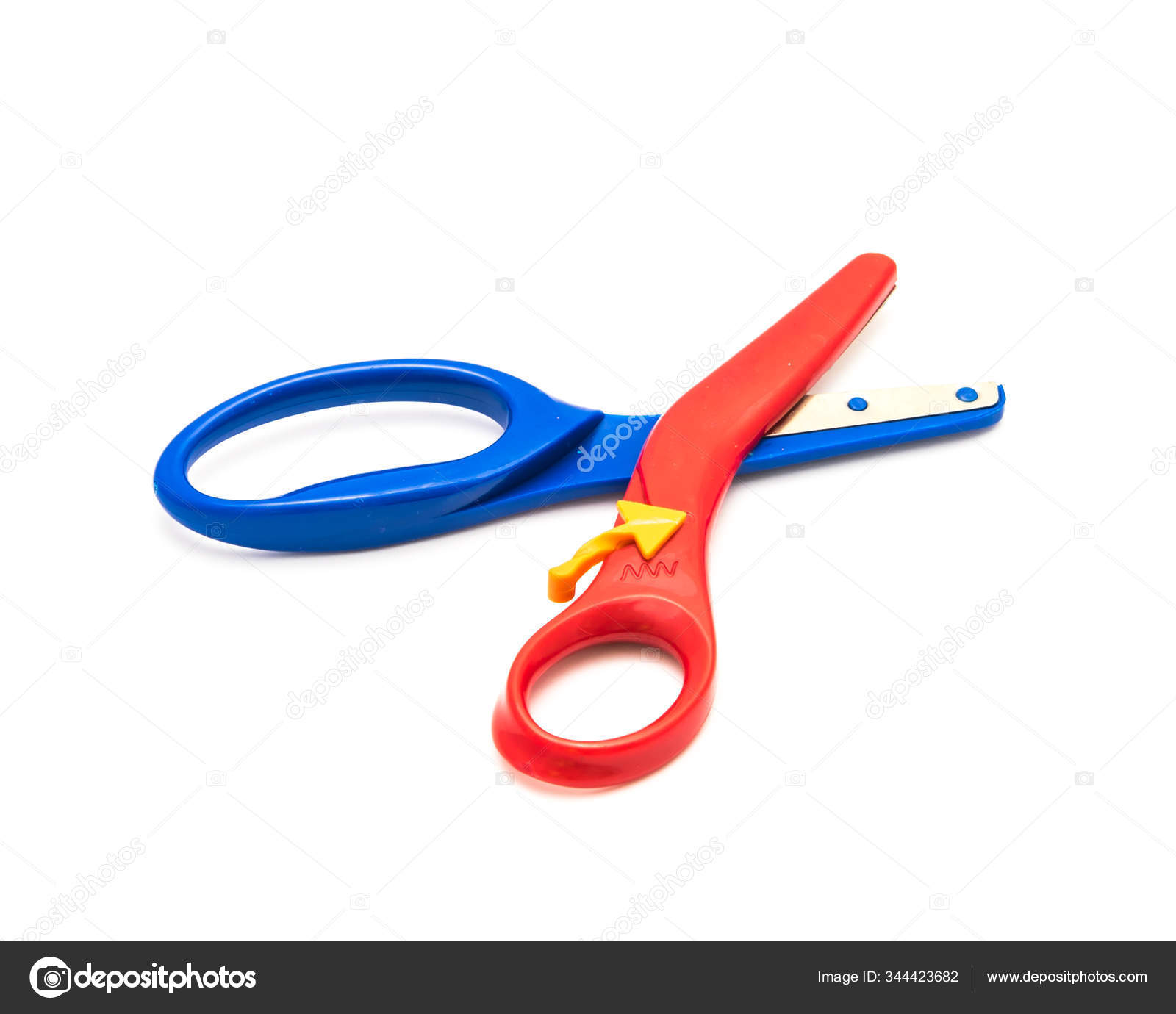 Preschool scissors with training lever for kids isolated on white Stock  Photo by ©trongnguyen 344423682