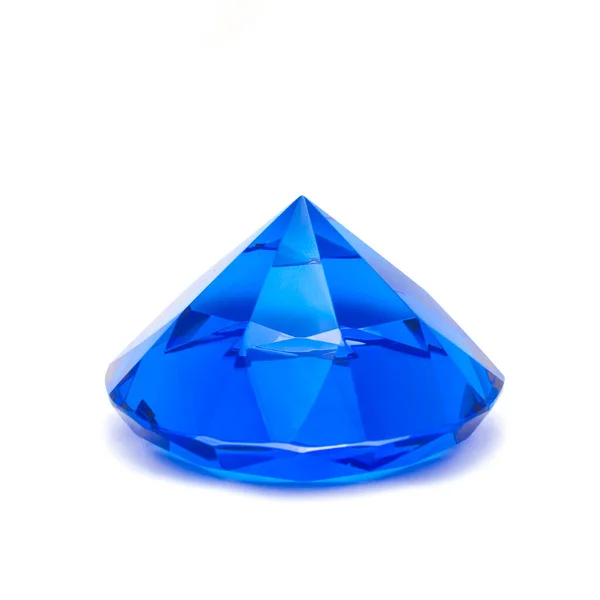 Grande diamante blu accessorio di lusso isolato su sfondo bianco — Foto Stock