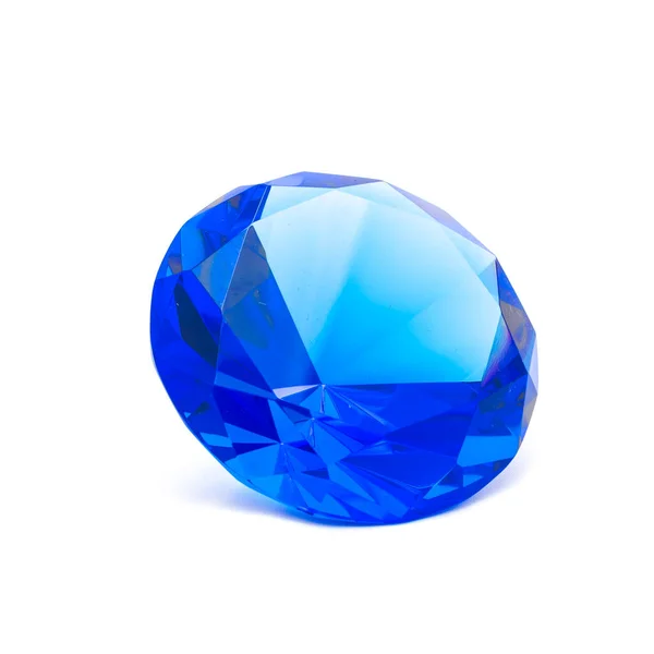 Large blue diamond luxury accessory isolated on white background — Stock Photo, Image