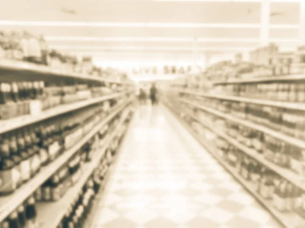 Filtered image blurry background customer shopping at Asian supermarket in USA — Stock Photo, Image