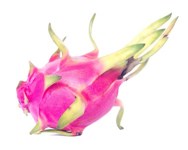 Stüdyo bir ejderha meyvesi vurdu. Egzotik tropikal pitaya kaktüsü türleri beyazlar üzerinde izole edildi.