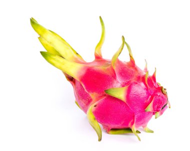 Stüdyo bir ejderha meyvesi vurdu. Egzotik tropikal pitaya kaktüsü türleri beyazlar üzerinde izole edildi.