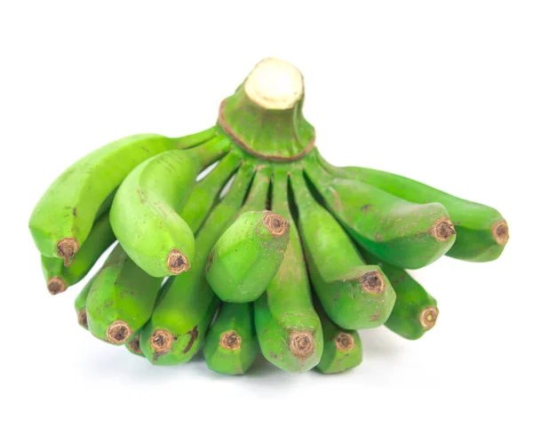 Estudio disparo vista frontal del paquete de plátano verde asiático aislado en blanco — Foto de Stock