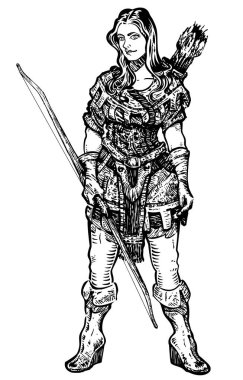 Okçu kız yay ve ok ile