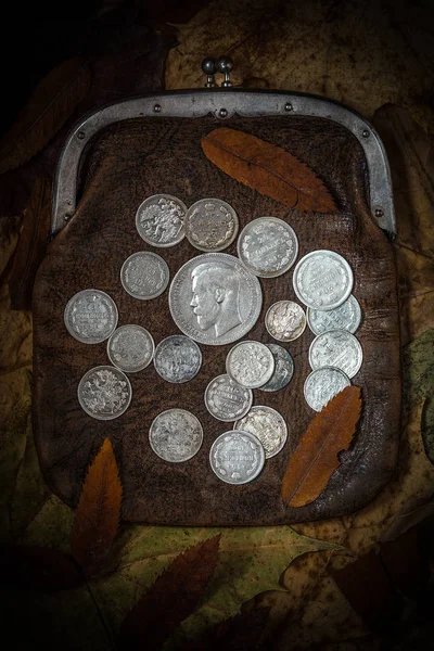 Gloss of old silver coins — Stock Photo, Image