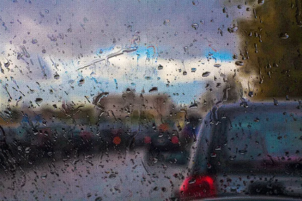 雨の中タクシーします。 — ストック写真