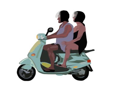 Yeşil motorlu scooter