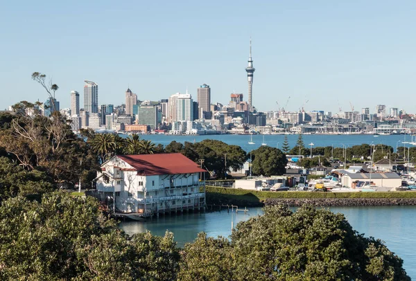 Panorama Aucklandu za úsvitu s kopií prostor — Stock fotografie