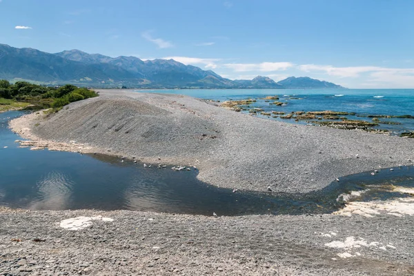 Kaikoura Pobřeží Stream Oblázkové Pláže Jižní Ostrov Nový Zéland — Stock fotografie