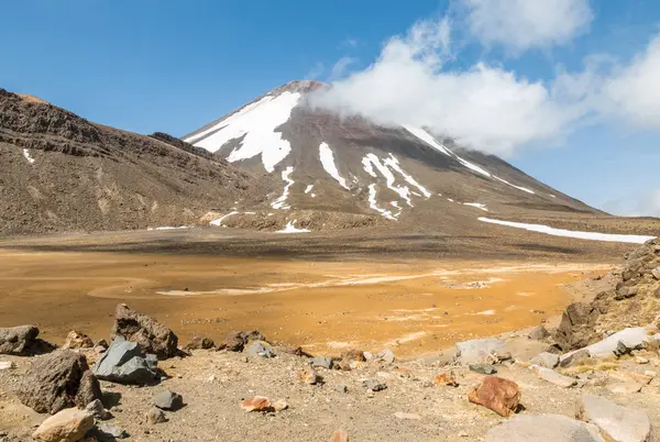 Tongariro Alpina Crossing Spår Med Mount Ngauruhoe Tongariro Nationalpark Nya — Stockfoto