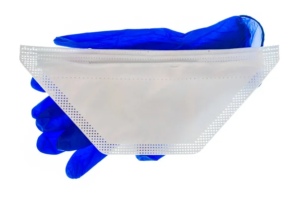 Closeup Της Χειρουργικής Μάσκας Προσώπου N95 Μπλε Λατέξ Χειρουργικά Γάντια — Φωτογραφία Αρχείου
