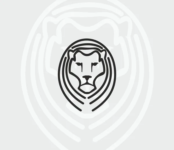 Löwe, Kopf, Vektor, Welle, Radio, Logo, Zeichnung — Stockvektor